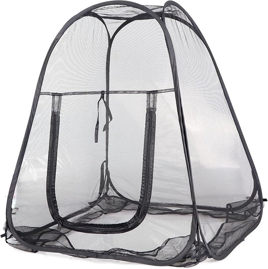 Mesh Plant Cover from Animals, Plant Netting Pest Guard Cover, Plant Tent Cage Pop-up with 4 Stakes for Vegetables, Fruits, Flowers (Black, 36 x 36 x 39 Inches)