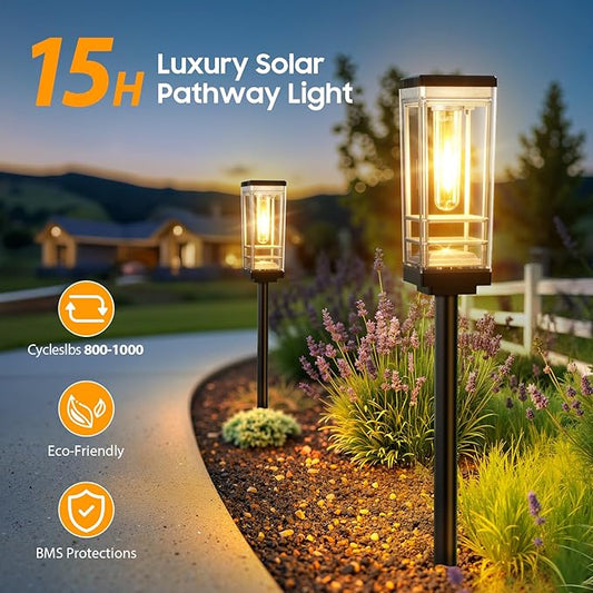 Ahaorigin 6 Pack Solar Lights Outdoor, Up to 15 Hrs Brighter Solar Pathway Lights, Luxury Taller Solar Outdoor Light Waterproof for Path Garden Yard Landscape Walkway Driveway, Warm White