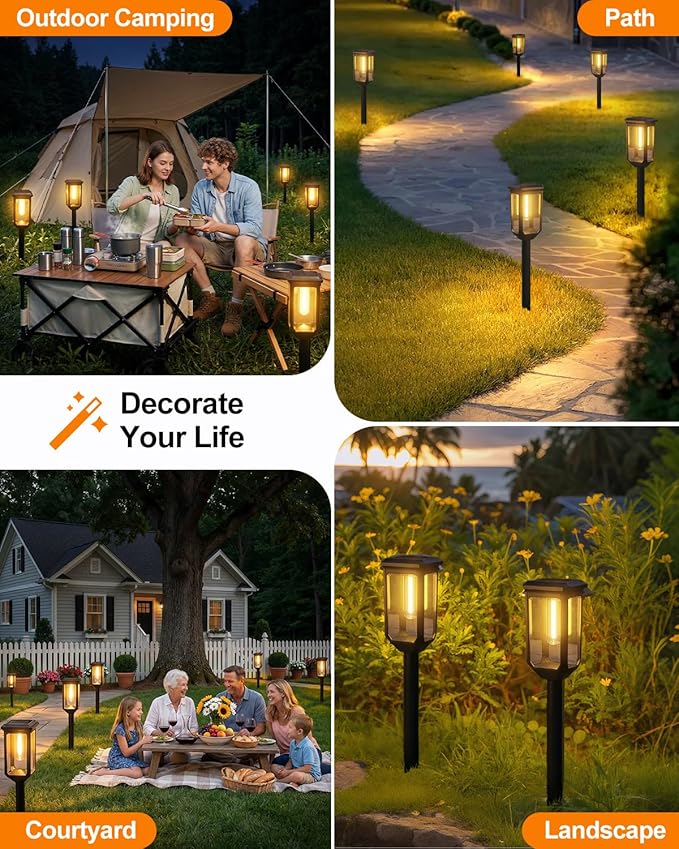 Tenmiro-Solar-Pathway-Lights-Outdoor-4 Pack-LED-Solar-Powered-Garden-Lights-Waterproof-IP65-Outdoor-Light-for-Yard-Lawn-Patio-Path-Walkway-Driveway-Decor-3000K