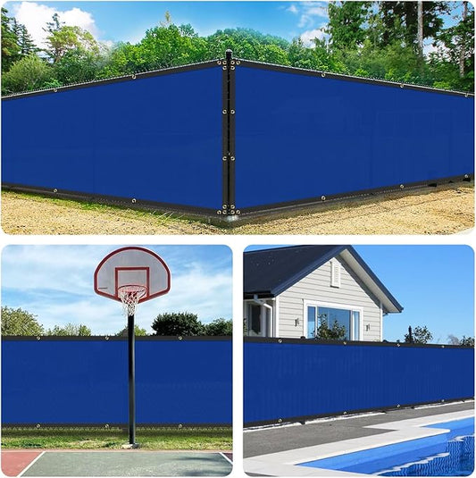 4' x 262' Privacy Fence Screen Blue Net Fencing 90% Privacy Blockage Windscreen Mesh Shade Cover with Copper Grommet for Patio Backyard Garden Deck Pool, Zip Ties Included