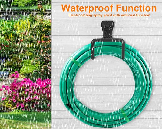 PeoMev Metal Garden Hose Holder - Heavy Duty Hose Hanger Wall Mounted Water Hose Holder for Outside Yard, Sturdy Hose Reel Hose Hooks for Water Hose, Extension Cords