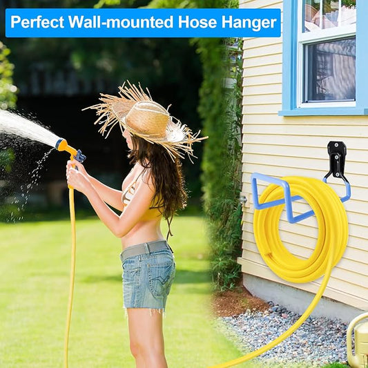 PeoMev Hose Holder Wall Mount - Metal Hose Hook Garden Hose Rack Heavy Duty Water Hose Reels for Outside Water Hose, Extension Cords