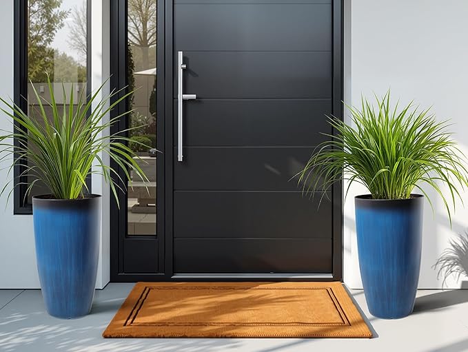 23.75" Round Tall Planters, 2-Pack Large Flower Pots for Indoor Outdoor Plants, UV-Protect PP Container for Garden Patio Yard Balcony Porch or Home Decor, Artistic Floating Cobalt Blue Glaze