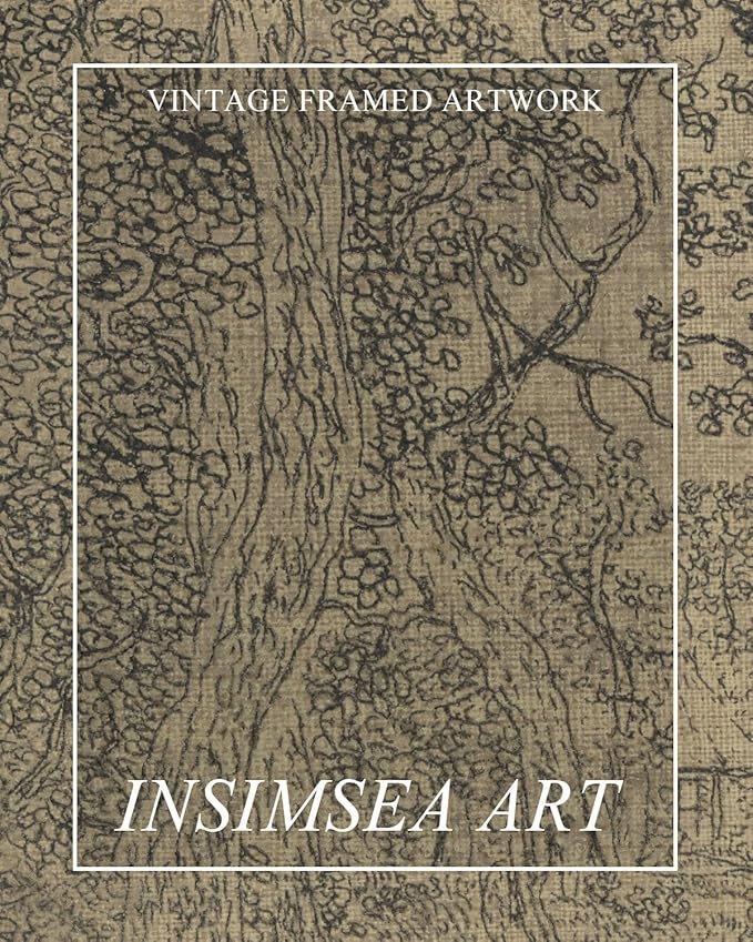 InSimSea Extra Large Framed Vintage Wall Art, Living Room Country Farmhouse Decor, Rustic Forest Sketch Landscape Canvas Prints, Retro Trees Long Picture for Bedroom Above of Bed, 20x40inch
