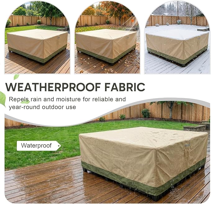 COWVIE Square Outdoor Furniture Cover for Sectional Sofa Set, 600D Waterproof Patio Set Cover for Lawn General Purpose Table and Chairs, 92''L x 92''W x 32''H