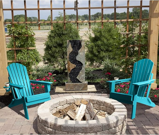 FUNBERRY Folding Adirondack Chair Set of 2, All Weather HDPE Fire Pit Chairs with Cup Holder for Outdoor