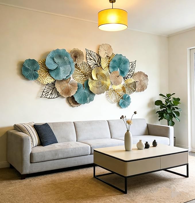 Roivikis Large Metal Wall Art Decor, Modern 3D Abstract Lotus Leaves Wall Decor, Decoration for Indoor Outdoor for Living Room, Bedroom, Entryway