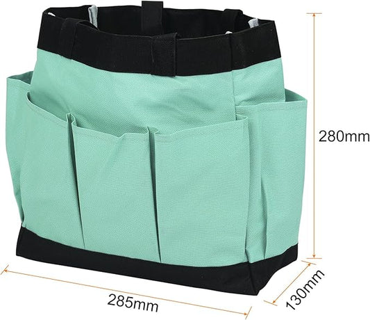 HARFINGTON Garden Tool Bag 11.2" x 5" x 11" Large Oxford Waterproof with Pockets Garden Tote Bag Gardening Plant Tool Organizer Storage Carrier Store for Outdoor Women Men, Light Green