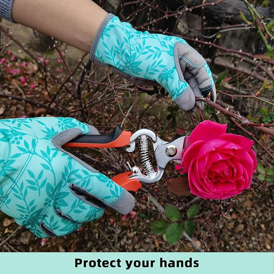 Gardening Gloves for Women Thorn Proof Garden Gloves, Leather Womens Garden Gloves Puncture Resistant, Touch Screen Working Gloves for Digging,Weeding,Planting Large