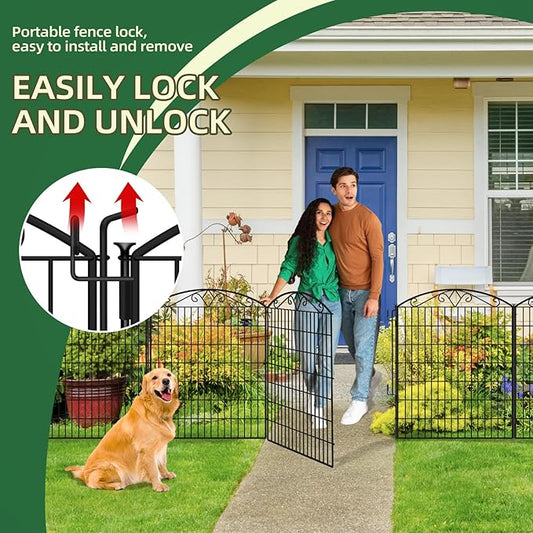 Outdoor Dog Fence for Yard, 15 Pack Fences with Latch Suitable for Patio Garden Yard, 33in(H) x 32.5ft(W) Decorative Fencing Panels for Detering Animals (15 Packs)