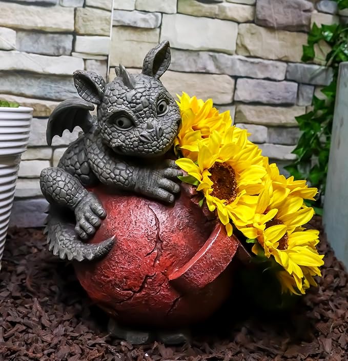 Ebros Gift Right Facing Playful Climbing Dragon Baby Planter Pot Mythical Fantasy Home Patio Garden Decor Resin Statue 12.5" H