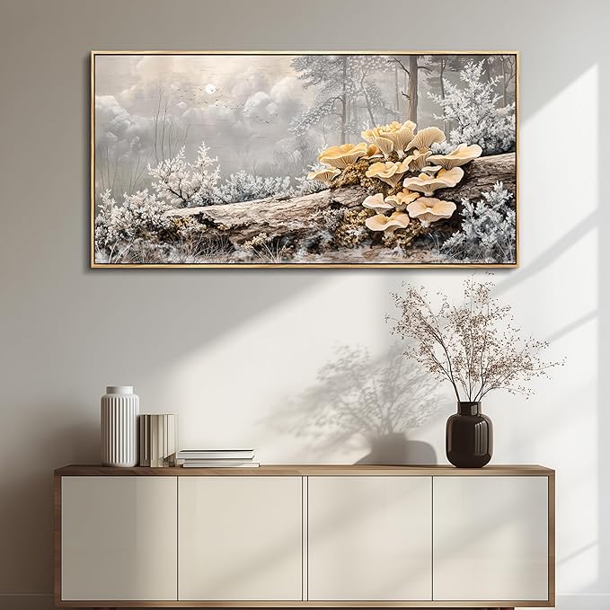 QIYILEXWART Canvas Wall Art For Living Room Large Wall Decor For Office Bedroom Decorations Moonlit Forest Mushroom Landscape Pictures Farmhouse Painting Artwork Room Wall Mural Home Decor 30x60 In