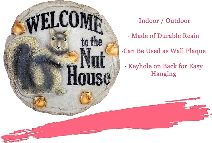 Spoontiques - Garden Décor - Nut House Stepping Stone - Decorative Stone for Garden