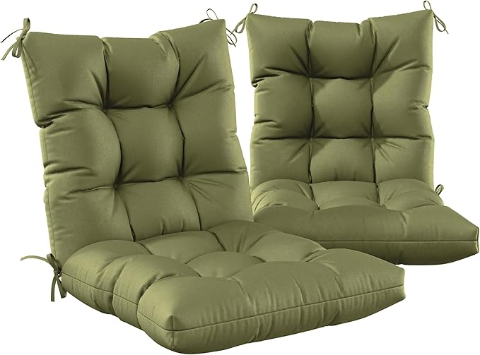 Patio Seat&Back Chair Cushions for Outdoor Furniture,Comfortable Cushions for Rocking/Dining/Lawn Chair-Set of 2