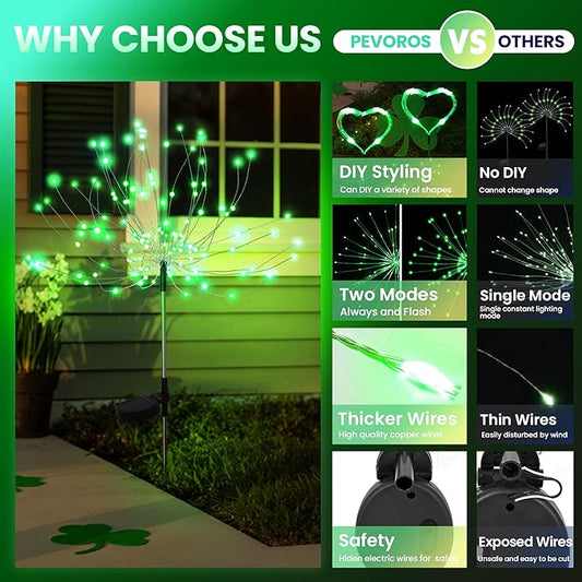 PEVOROS Garden Decor Solar Lights Outdoor,6 Pack 120LED Waterproof Colorful Solar Garden Lights Your Outdoor Decoration,Yard, Patio, Porch,Flower Pot,Pathway, for 4th of July(Green)