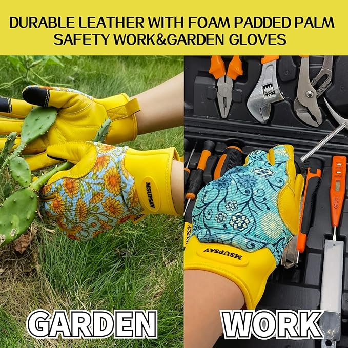 Thorn Proof&Puncture Resistant Gardening Gloves with Grip,Garden Glove for Women, Leather Yard Work Gifts