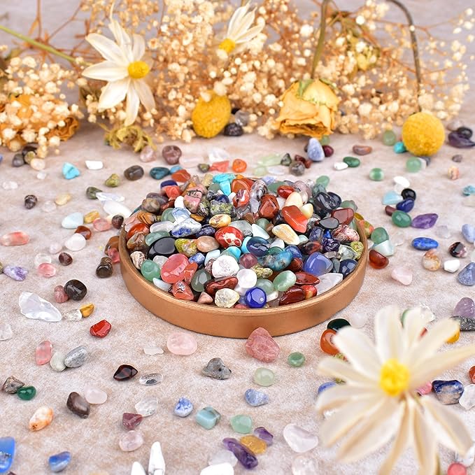 36 Varieties Healing Crystal Chips & Stones Set – 2.5 lbs, 0.3" Natural Polished & Tumbled Gemstones Collection and Small Decorative Rocks for Chakra, Meditation, Reiki, Witchcraft, Crafts