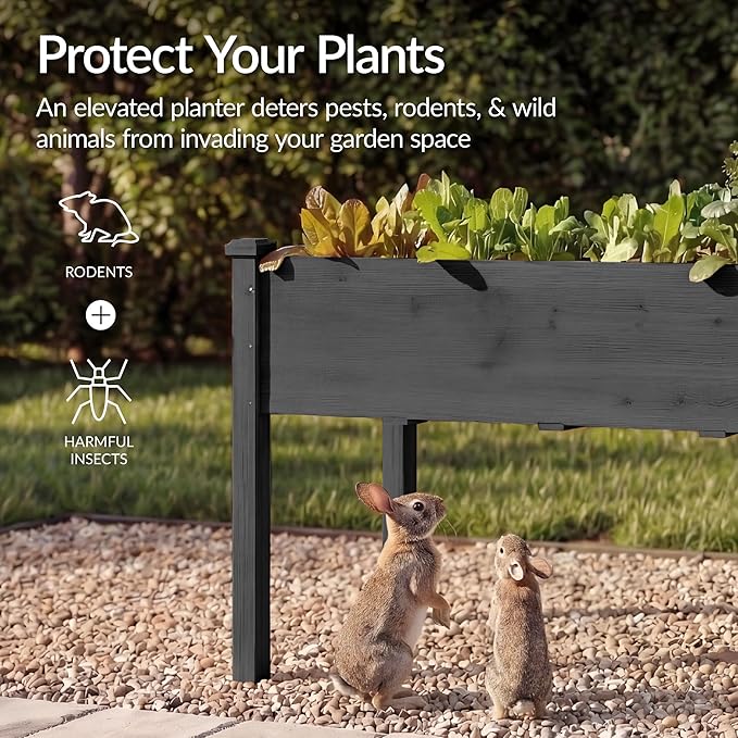 Best Choice Products 72x24x30in Raised Garden Bed, Elevated Wood Planter Box Stand for Backyard, Patio, Balcony w/Divider Panel, 6 Legs, 300lb Capacity - Black