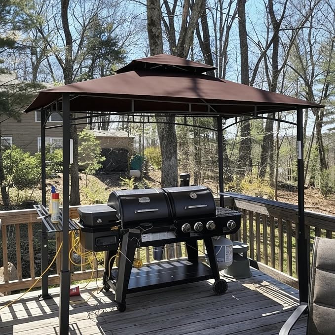 Grill Gazebo Replacement Roof, 5x8ft Outdoor BBQ Gazebo Canopy Cover, Double Tiered Grill Gazebo Replacement Roof for #L-GG001PST-F