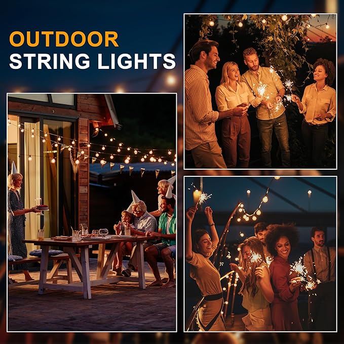 Outdoor String Lights, 50FT 4-Color LED Patio Lights with 25 Shatterproof G40 Globe Bulbs, Waterproof Hanging Lights for Outside, Backyard, Porch, Balcony, Gazebo, 2700K/3000K/4000K/6000K