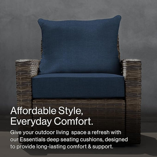 Honeycomb Outdoor Essentials Deep Seat, 24 x 24, Hampton Texture Navy Chair Cushion for Patio Furniture