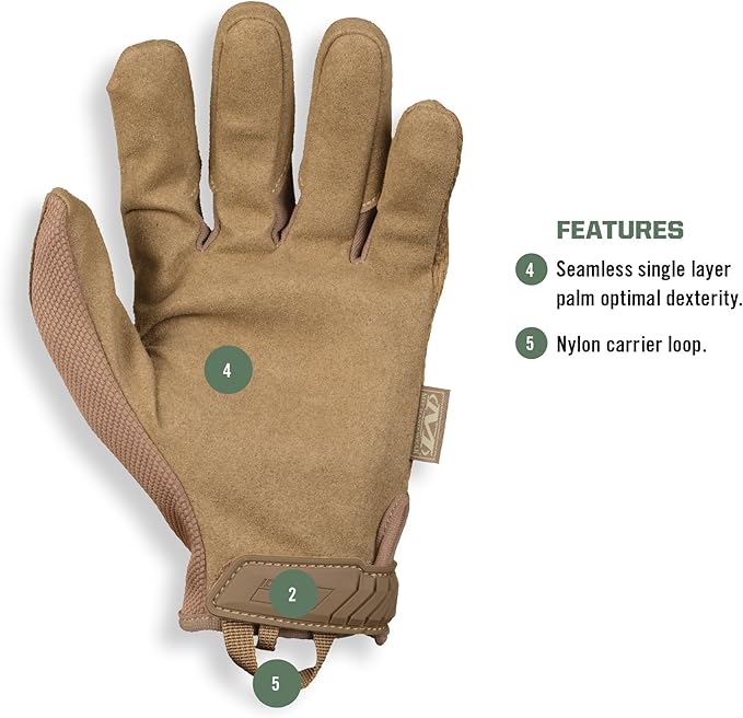 Mechanix Wear Original Tactical Glove - High Performance Anti-Slip Grip Safety Gloves - Impact Resistant & Touchscreen Capable - Small - Coyote Brown