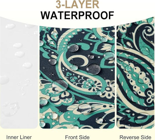 downluxe Outdoor Chair Cushions Set of 4, Waterproof 19" x 19" x 3" Patio Chair Cushion with Non-Slip Ties & Handle, Square Outdoor Cushion for Patio Furniture with Removable Cover, Green Paramecium