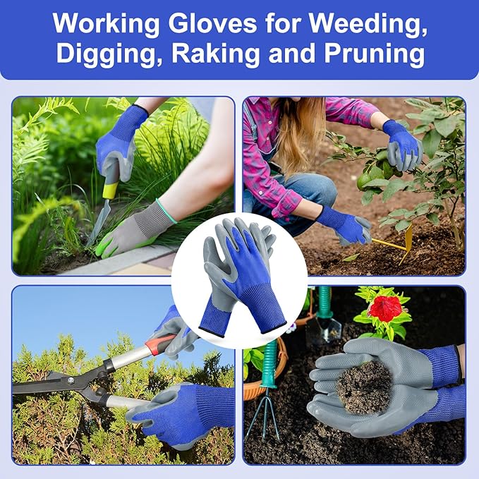 Jexine 50 Pairs Gardening Work Gloves Bulk for Men Women Breathable Rubber Coated Garden Dipped Gripping Outdoor Working Gloves for Construction
