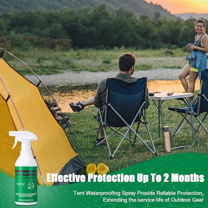 Tent Waterproofing Spray Outdoor, 17oz Waterproof UV Protection Stain Resistant Gear Fabrics Water Repellent Spray for Camping, Hiking, Daily Use