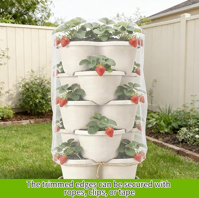 Garden Netting for Strawberry Plants,6.5'x10' HDPE Fine Strawberry Bird Netting for Raised Bed Row Cover Screen Mesh Net,Protecting Plant Mesh Cover for Fruit Tree Vegetable Flowers (6.5'x10')