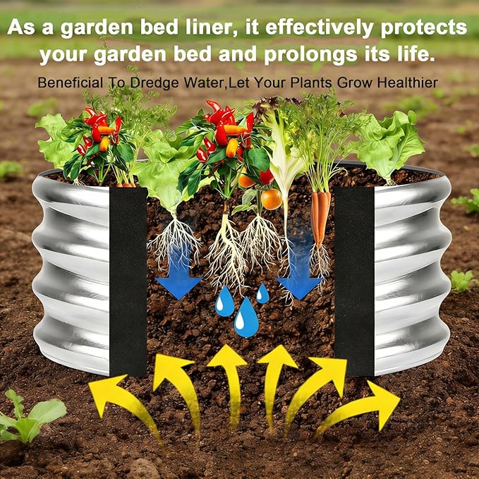 63x114 inch Raised Garden Bed Liner, Non Woven Fabric Liner for Large Veg Trough, Backyard, Patio, Balcony with Bed Liner ,Cuttable Plant Liner with Soil Containment & Water Drainage