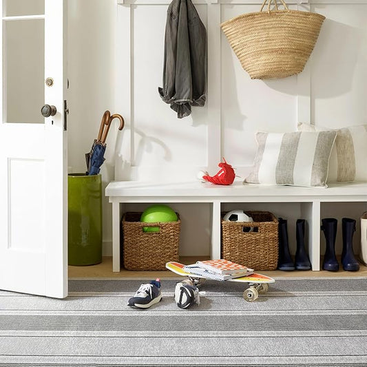 Dash & Albert Gunner Stripe Machine Washable Rug, 5 X 8 Feet, Grey Stripe Pattern