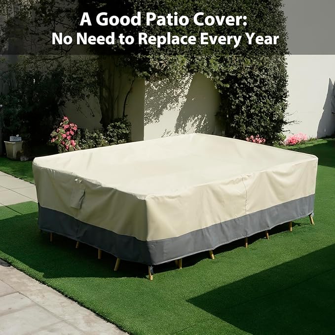 Patio Furniture Covers Waterproof Heavy Duty, 126"x126"x28" Extra Large Outdoor Dining Table and Chair Covers/ Waterproof UV Snow Resistant/ General Purpose Outside Sectional Sofa Set Covers