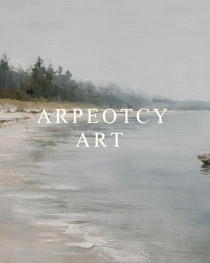 ARPEOTCY Extra Large Vintage Framed Wall Art, 36x54 Inch Coastal Ocean Sailboat Beach Landscape Hanging Canvas Prints Wall Art Decor for Living Room Bedroom, Retro Scenery Pictures Above of Bed