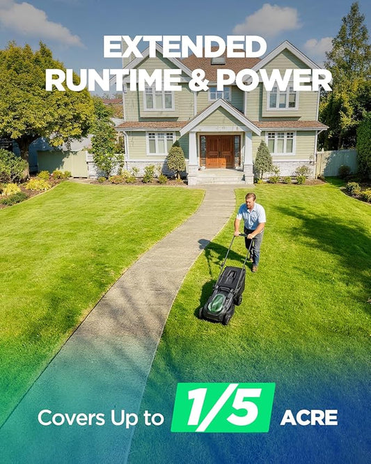 18" Electric Lawn Mower, 40V Cordless Lawn Mower with 2x5.0Ah Batteries, Brushless Motor, 2-in-1 Mulching & Bagging, 6-Position Height Adjustment, for Small to Medium Yards