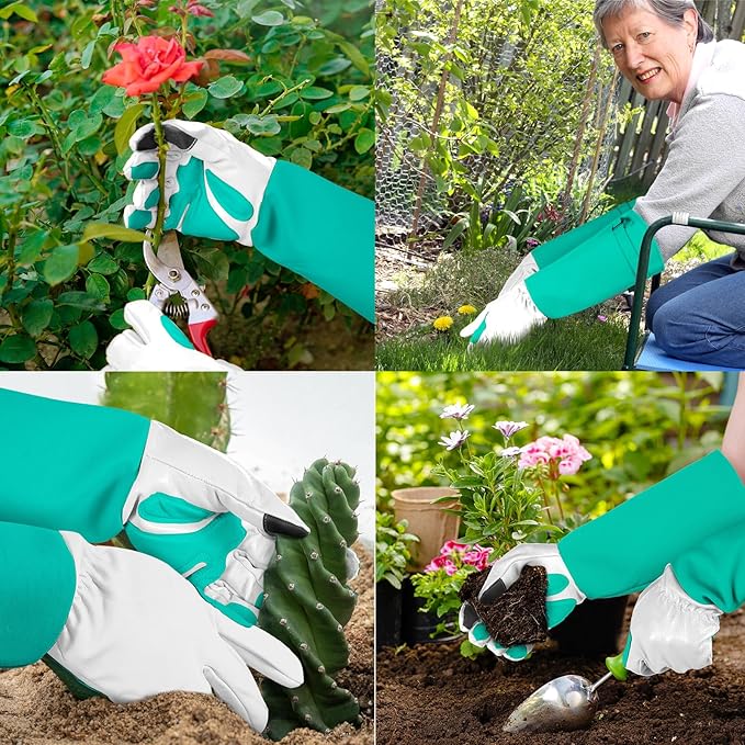 Long-Gardening-Gloves for Women/Men - Thorn Proof Rose Pruning Gloves Heavy Duty Gauntlet, Best Garden Gifts for Gardener-L