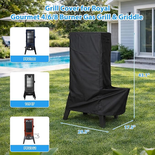 Utheer Grill Cover for Pit Boss 3-Series Gas Vertical Smoker, Upgraded Full-Length Heavy Duty 600D Waterproof Anti-UV Cover for Pit Boss PBV3G1/PBV3A1/10947, Double-Stitched Tear-Resistant Seams