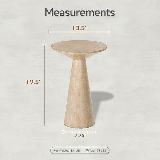 COZAYH Small Pedestal End Table Round Farmhouse Martini Table Wood Plant Stand Rustic Drink Table for Small Space Living Room, Distressed Grey