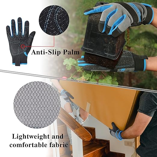 HANDLANDY Grip Work Gloves for Women Men, Safety Utility Yard Working Gloves, Flexible Touch Screen Mechanics Gloves (Grip-upgraded, Small (Pack of 1))
