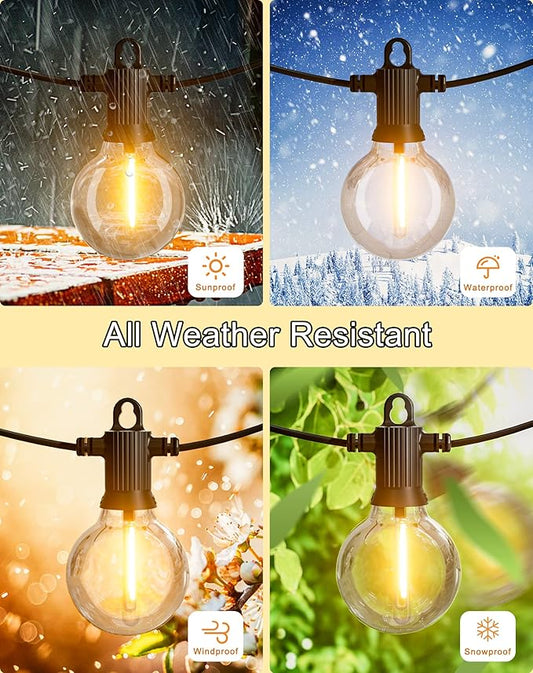 Outdoor String Lights, 200FT Patio Lights with 100 Shatterproof G40 Globe Bulbs(4 Spare), Waterproof Connectable Dimmable LED Hanging String Lights for Outside Backyard Porch Balcony (100FT x 2)