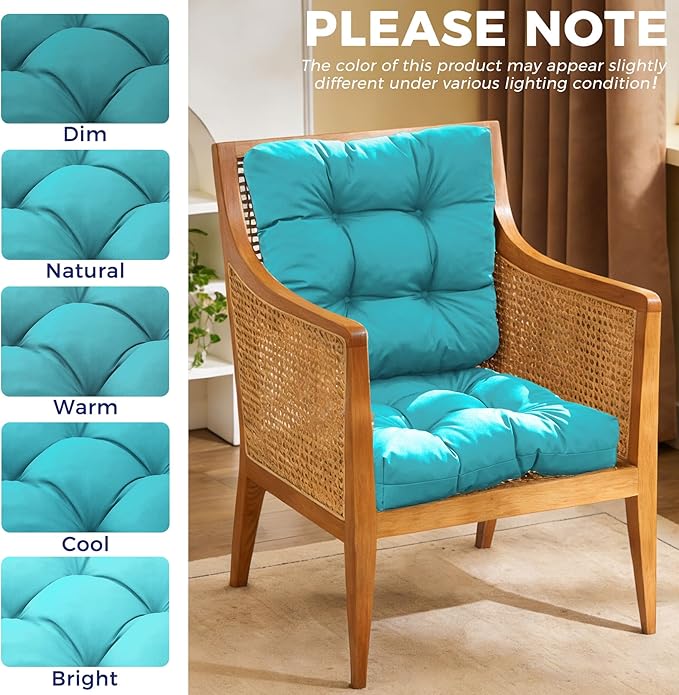 IASEAHK Outdoor Chair Cushions Set of 4, 19" x 19" x 5", Waterproof Outdoor Seat Cushions for Patio Furniture, Fade-Resistant Patio Chair Cushion, Dining Wicker Chair Pads for Porch Garden, Teal
