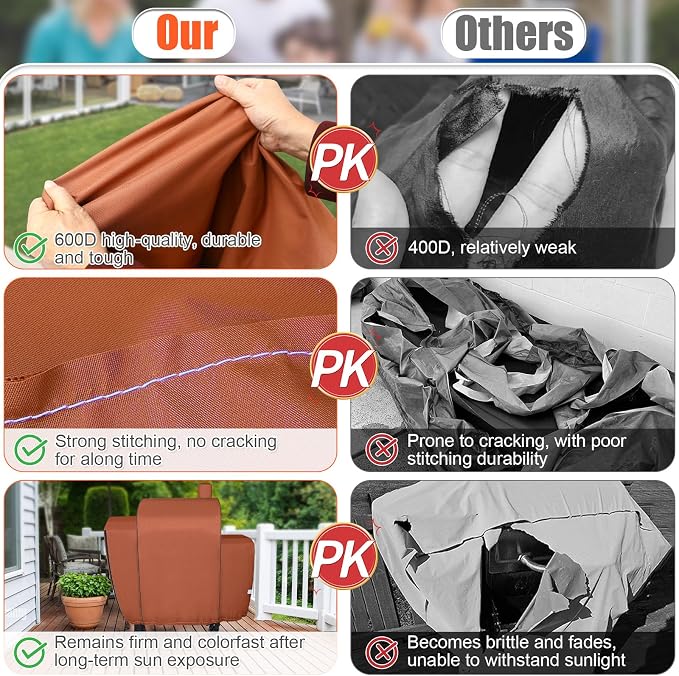 QuliMetal Grill Cover for Pit Boss Platinum Laredo 1000 Wood Pellet Grill, PB1000PL - 600D Heavy Duty Waterproof Fade Resistant Pit Boss Laredo 1000 Cover with Elastic Drawstrings&Zipper Design, Brown