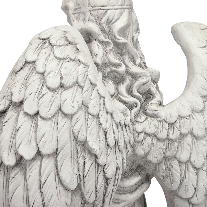 Alpine Corporation 31" Tall Indoor/Outdoor Angel Statue Yard Art Decoration, Light Gray