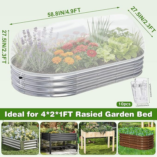 2 Pack Garden Netting for 4x2x1FT Raised Beds, Ultra-Fine Mesh Plant Covers with Drawstring&10 Clips, Bird, Pest & Small Animal Barrier for Protecting Vegetables, Fruits & Flowers
