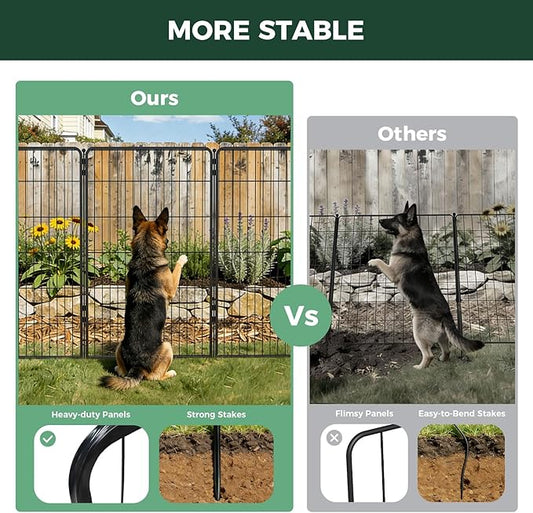 FXW Garden Fence Outdoor for the Yard – 45in(H) x 36.4ft(L) Heavy Duty Metal Animal Barrier for Dog, No Dig Decorative Dog Fence, 16 Panels, Black