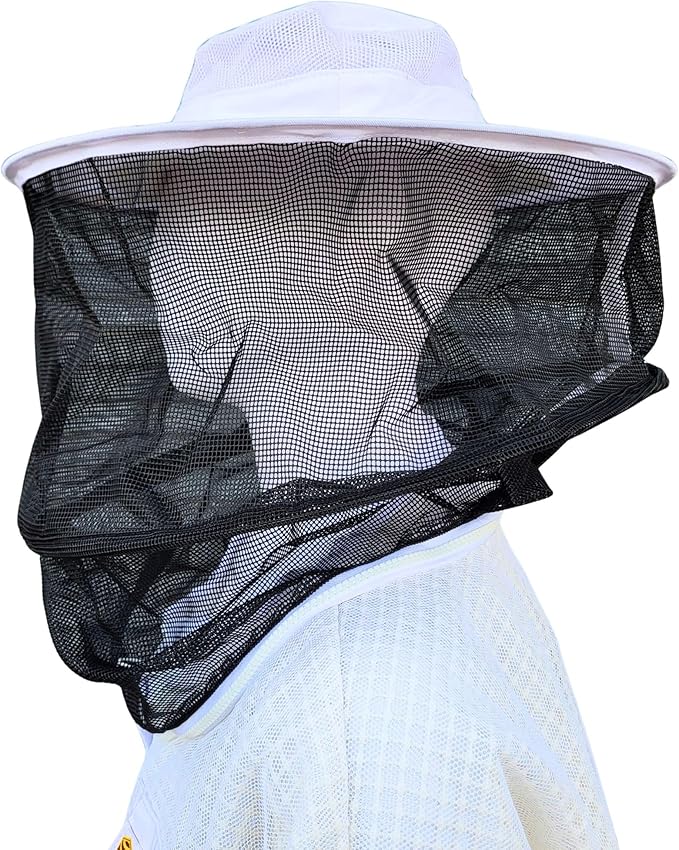 Beekeeping Veil - Replacement Round or Fencing Style, Universal Fit for All Suits & Jackets, 3-Layer Mesh for Maximum Sting Protection, White