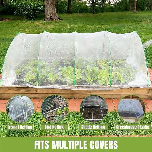 36 PCS Garden Hoops for Raised Beds, Rust-Free Plastic Coated Fiberglass Greenhouse Hoops, DIY Garden Tunnel Kit for Netting & Row Cover, Flexible Plant Support Stakes for Garden
