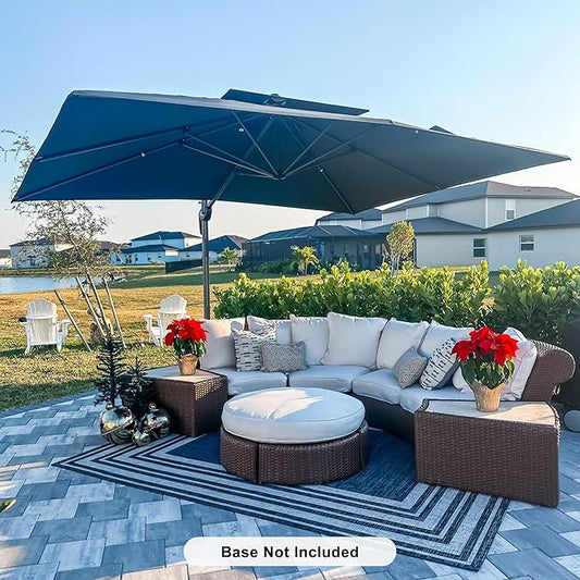 PURPLE LEAF Cantilever Patio Umbrella Outdoor Aluminum Offset Square Umbrella Windproof Heavy Duty Hanging Outside Umbrella for Deck Pool Garden