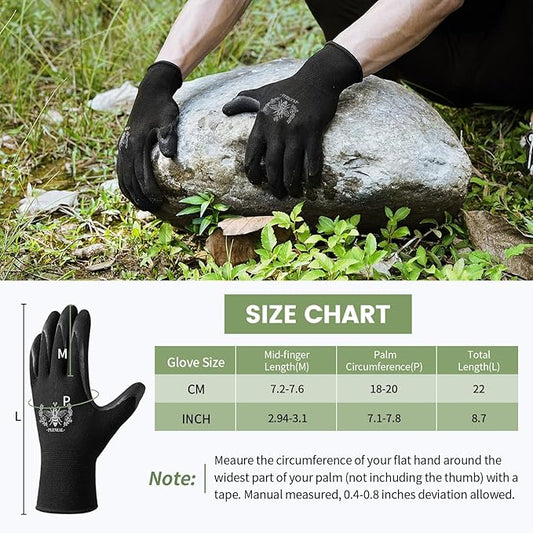 Pleneal Gardening Gloves for Women Men - 6/3 Pairs Garden Gloves with Grip, Latex Coated Working Glove, Medium Size
