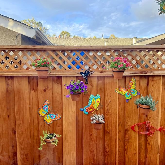 J-Fly Metal Butterfly Wall Decorations Garden Decor Room Decor, Lawn Ornaments Ladybugs Live- 3 Pieces, Outdoor Garden Yard Decor for Home and Office Christmas Decoration Gifts